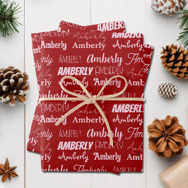 Personalisierter Rottypografie Name Collage Christ Geschenkpapier Set