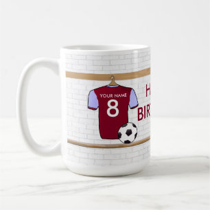 Personalisierter Rotwein-blauer Fußball-Fußball Tasse