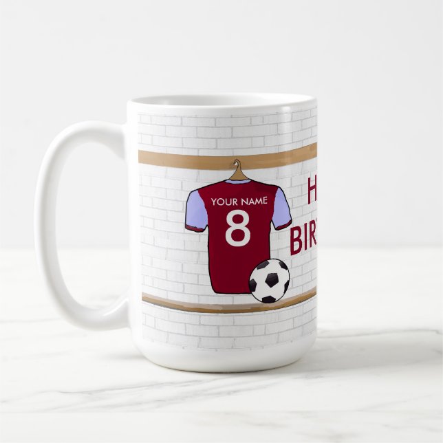Personalisierter Rotwein-blauer Fußball-Fußball Tasse (Links)