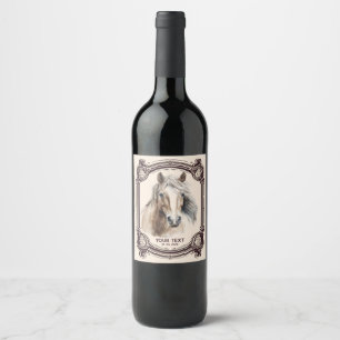 Personalisierter Rotwein mit Pferd auf dem Etikett