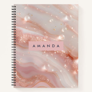 Personalisierter Rouge Rose Gold Marmor Glanz Notizbuch