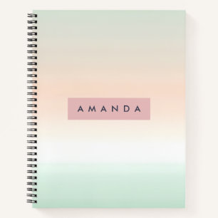 Personalisierter Rouge- und Minz-Pastell-Ombre Notizbuch
