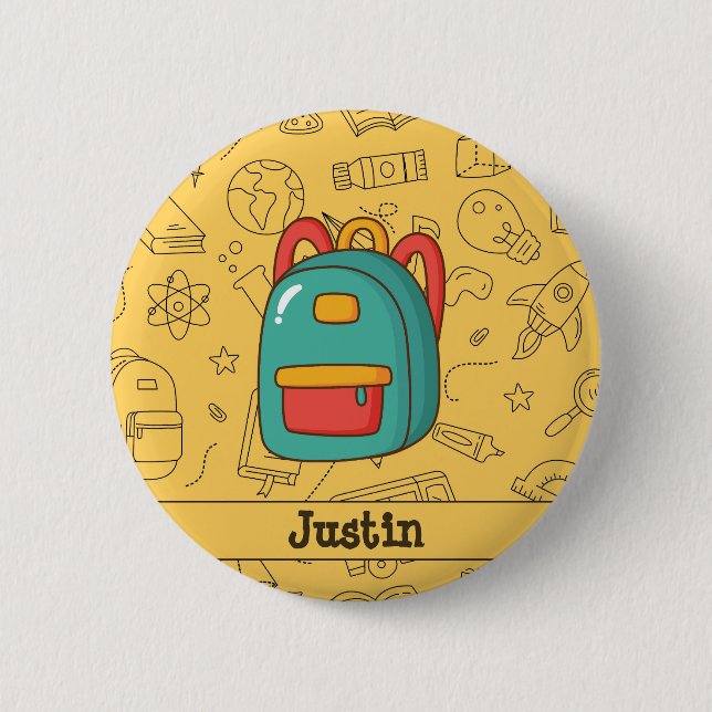 Personalisierter Rucksack zum Schulbeginn & Doodle Button (Vorderseite)