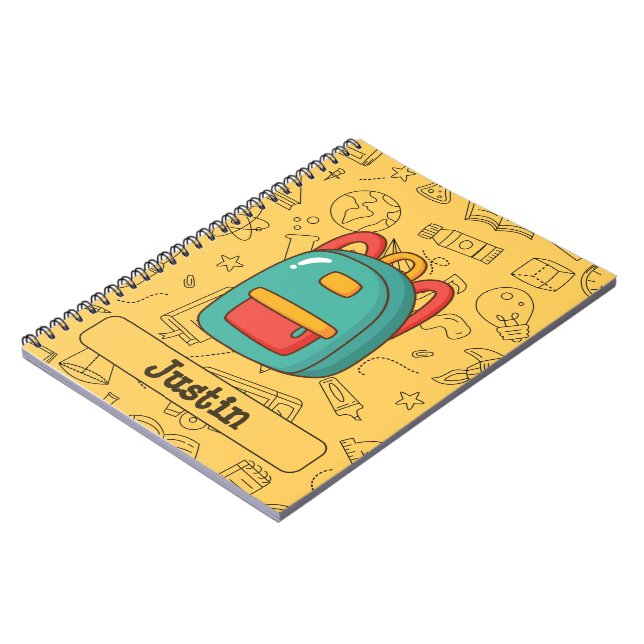 Personalisierter Rucksack zum Schulbeginn & Doodle Notizblock (Linke Seite)