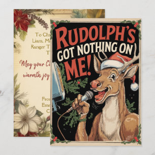 Personalisierter Rudolph Hat Nichts Lustiges Vinta Feiertagskarte
