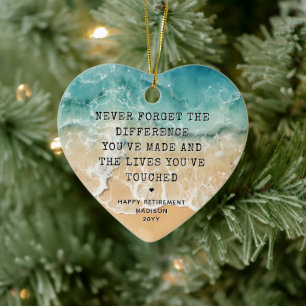 Personalisierter Ruhestand Moderne Blaue Ozeanstra Keramik Ornament