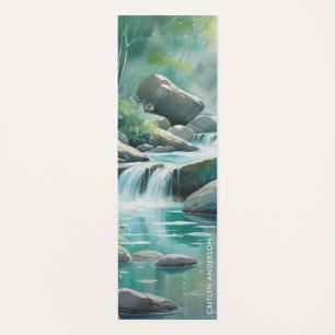 Personalisierter ruhiger Strom Wasserfarbe Natur Yogamatte