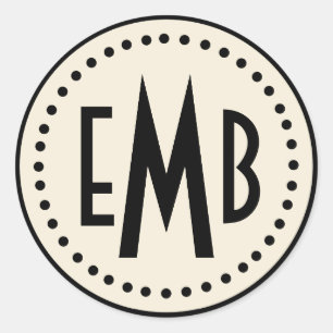 Personalisierter Rundaufkleber für Monogramm (Ei/S Runder Aufkleber