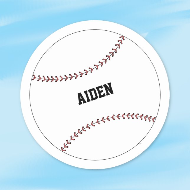 Personalisierter runder Baseball-Kind-Aufkleber Aufkleber (Baseball kid personalized round sticker)