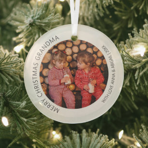 Personalisierter runder Foto-Weihnachten Ornament Aus Glas