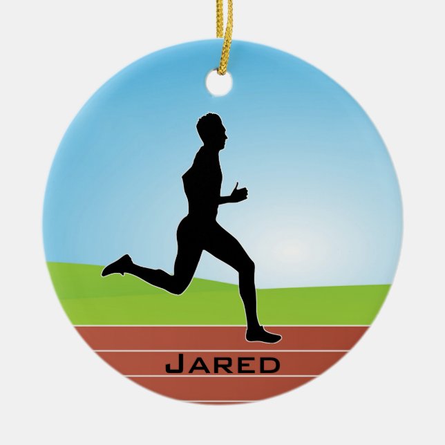 Personalisierter Runner-Ornament Keramik Ornament (Vorne)