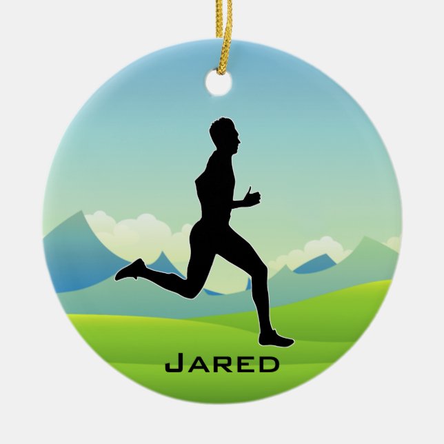 Personalisierter Runner-Ornament Keramik Ornament (Vorne)