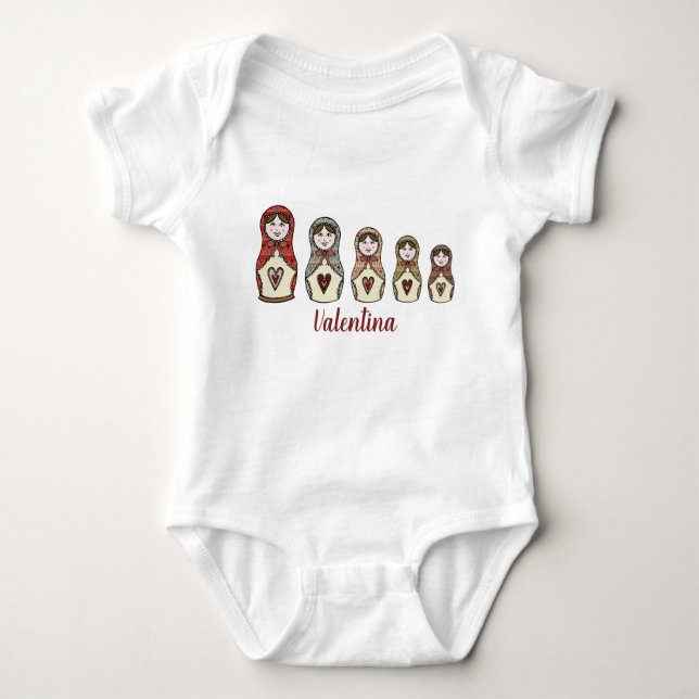 Personalisierter russischer Puppe Matryoshka Baby  Baby Strampler (Vorderseite)