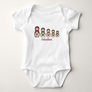 Personalisierter russischer Puppe Matryoshka Baby  Strampler