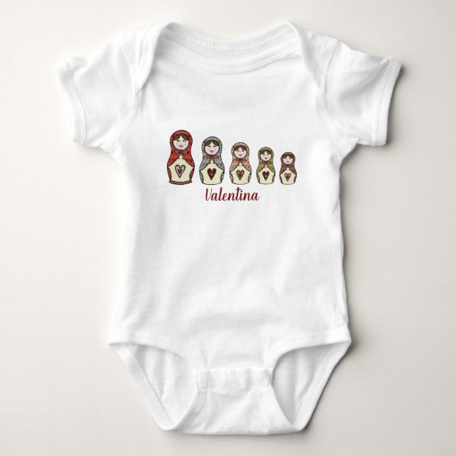 Personalisierter russischer Puppe Matryoshka Baby  Strampler (Vorderseite)