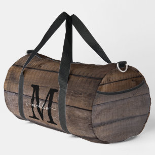 Personalisierter Rustikal-Brown-Monogram-Skriptnam Duffle Bag
