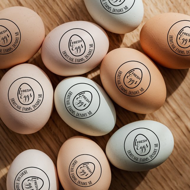 Personalisierter rustikaler Bauernhaus-Eierstempel Gummistempel (Von Creator hochgeladen)