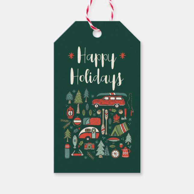 Personalisierter Rustikaler Camping Geschenkanhänger (Vorderseite)