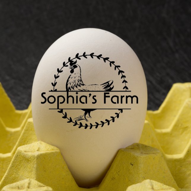 Personalisierter Rustikaler Henneneier Gummistempel (personalized egg case)