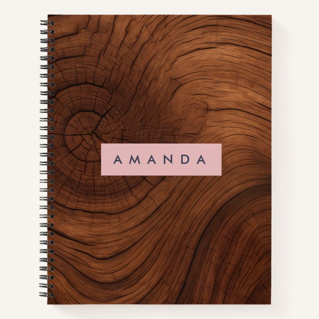 Personalisierter rustikaler Holzmaserungsstil Notizbuch (Vorderseite)