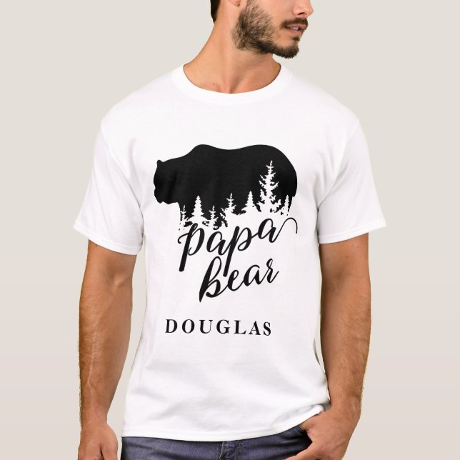 Personalisierter Rustikaler Papa Bär T-Shirt (Vorderseite)