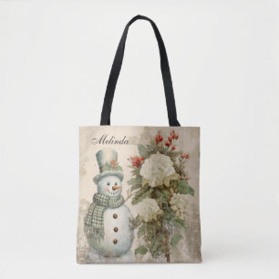 Personalisierter rustikaler vintage Schneemann Wei