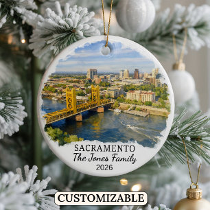 Personalisierter Sacramento-Schmuck, Kalifornien Keramik Ornament
