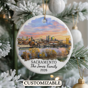Personalisierter Sacramento-Schmuck, Kalifornien Keramik Ornament