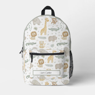 Personalisierter Safari-Tiere-Schulrucksack Bedruckter Rucksack