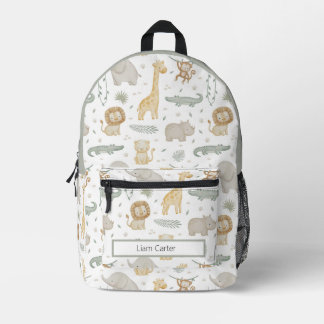 Personalisierter Safari-Tiere-Schulrucksack Bedruckter Rucksack