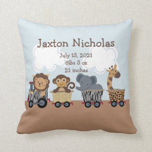 Personalisierter Safari-Tierzug-Pillow Keepake Kissen