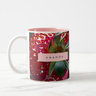 Personalisierter Saftiger Erdbeer-Glücksmoment Zweifarbige Tasse