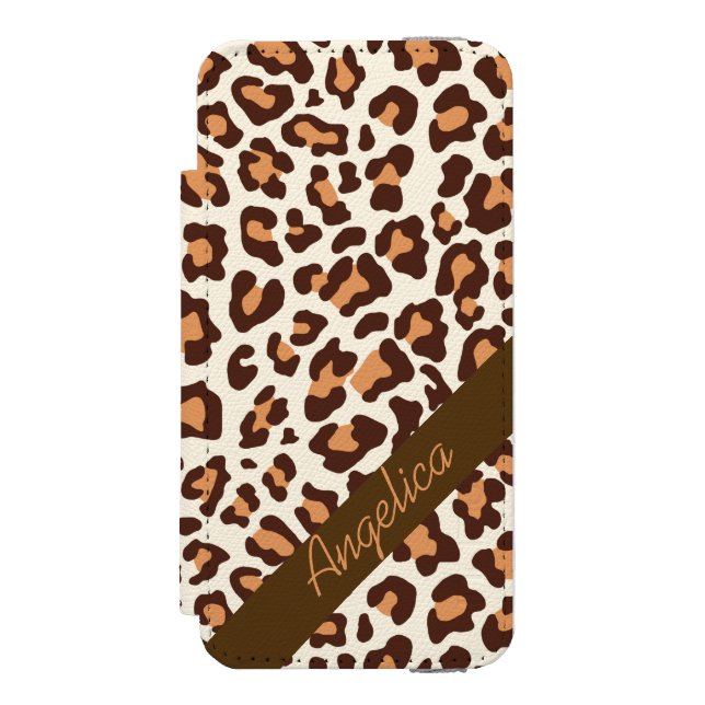 Personalisierter Sahnefall Leopard-Druck-Browns Incipio iPhone Geldbeutel-Hülle (Folio Vorderseite)