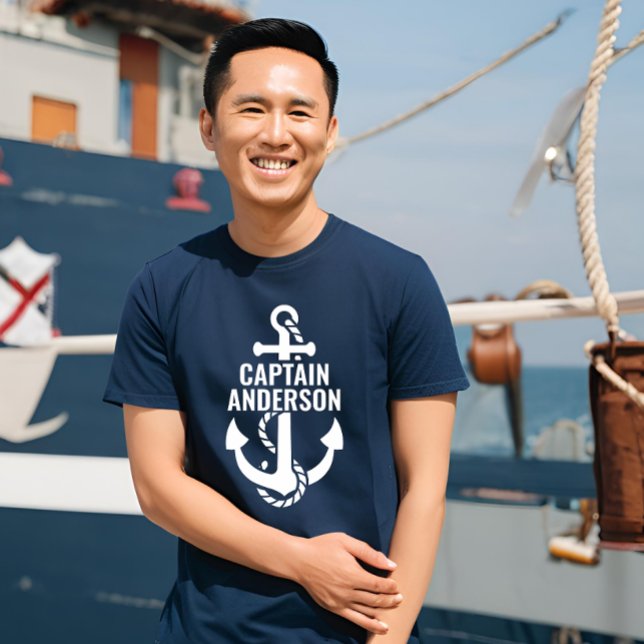 Personalisierter Sailorman Name Navy Anchor Weißer Tri-Blend Shirt (Personalized Sailorman Name Navy Anchor White Text)