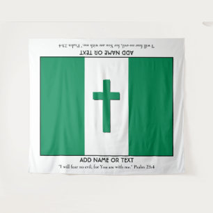 Personalisierter Sake  NIGERIA FLAG mit Kreuz Wandteppich