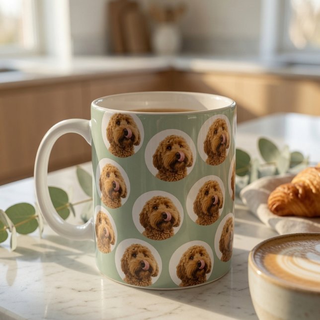 Personalisierter Salbeigrüner Haustier-Gesichtsmug Kaffeetasse (Von Creator hochgeladen)