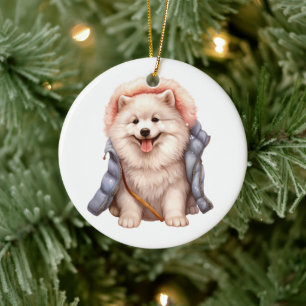 Personalisierter Samoyed Hund Keramik Ornament