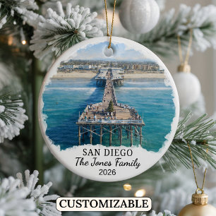 Personalisierter San Diego Weihnachtsschmuck, Benu Keramik Ornament