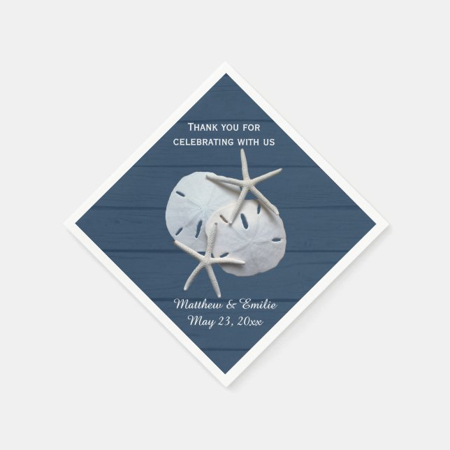 Personalisierter Sand-Dollar-Starfish Hochzeit von Serviette (Ecke)