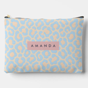 Personalisierter sanfter Leopardendruck in Blau Zubehörtasche