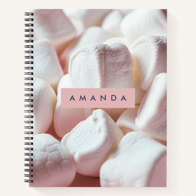 Personalisierter sanfter rosa Marshmallow-Traum Notizbuch (Vorderseite)