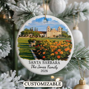 Personalisierter Santa-Barbara-Christbaumschmuck, Keramik Ornament