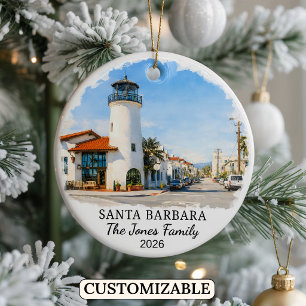 Personalisierter Santa-Barbara-Christbaumschmuck, Keramik Ornament