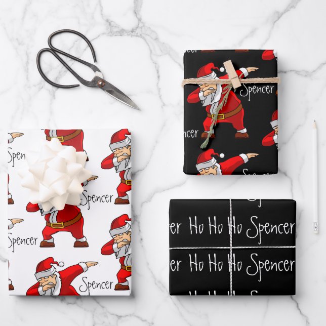 Personalisierter Santa Dabbing Geschenkpapier Set (Vorderseite)