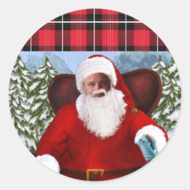 Personalisierter Santa Fügen Sie Ihr Foto hinzu Runder Aufkleber