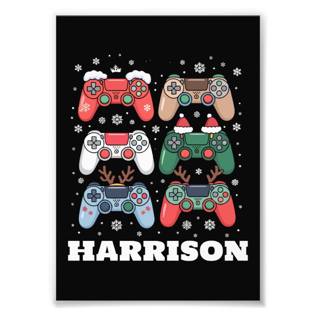 Personalisierter Santa-Gaming-Controller Gamer Wei Fotodruck (Vorne)