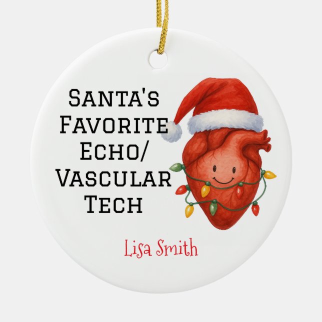 Personalisierter Santa-Lieblings-Echo/Vascular Tec Keramik Ornament (Vorne)