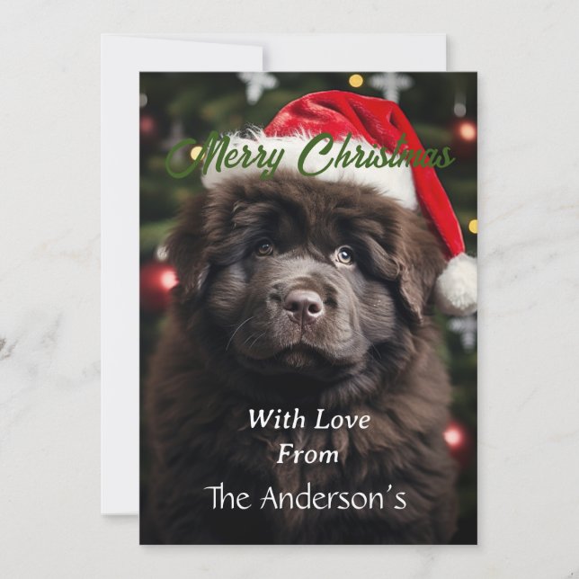 Personalisierter Santa Puppy Feiertagskarte (Vorderseite)