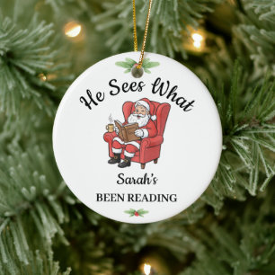 Personalisierter Santa Reading Ornament für Buchun