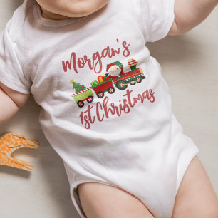 Personalisierter Santa-Zug Baby erstes Weihnachten Strampler